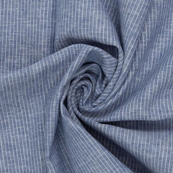 Baumwoll-Leinen Paul Streifen meliert Jeansblau von Swafing